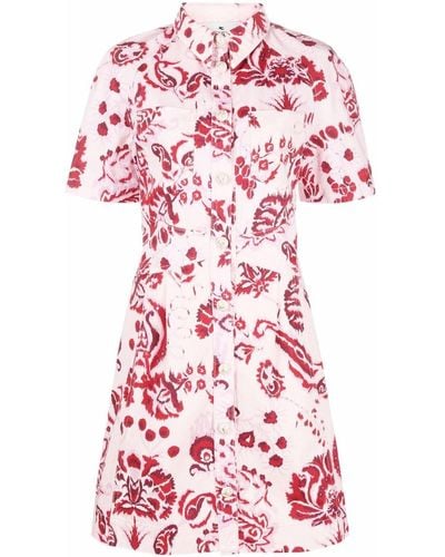 Etro Floral Paisley-print Cotton Shirt Dress - Pink