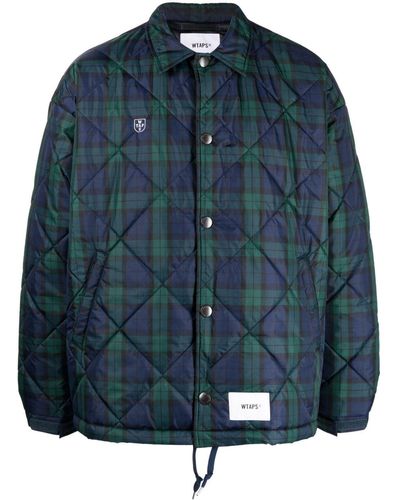 WTAPS Logo-patch Checked Jacket - Blue