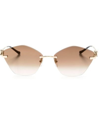 Cartier Panthère De Cartier Geometric-frame Sunglasses - Metallic