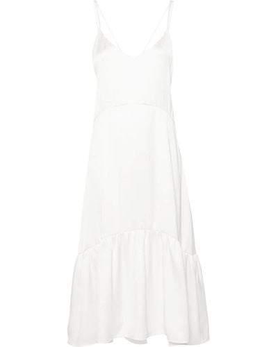 Claudie Pierlot Tiered Satin Midi Dress - White