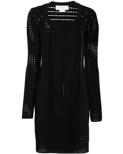 Genny Laser-cut Midi Dress - Black