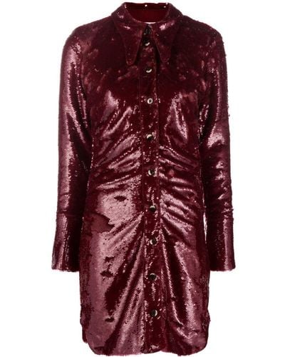 Ganni Mini-jurk Verfraaid Met Pailletten - Rood