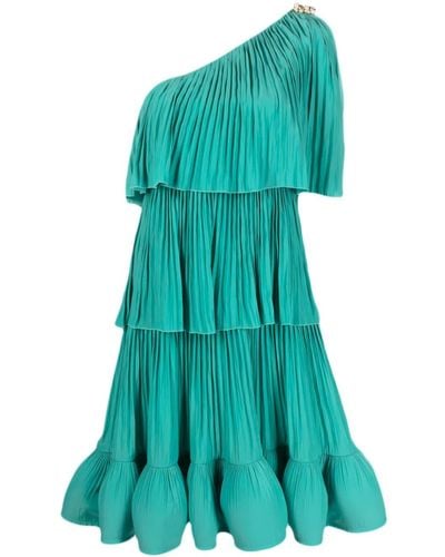 Lanvin Charmeuse Tiered Sleeveless Dress - Green