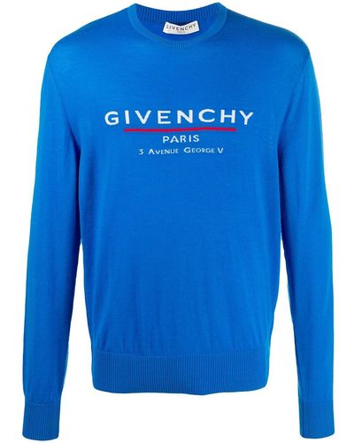 Givenchy Logo-intarsia Sweater - Blue