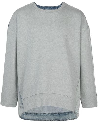 Mostly Heard Rarely Seen Sweatshirt mit Jeanseinsatz - Grau