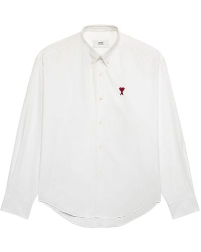 Ami Paris Besticktes Hemd aus Popeline - Weiß