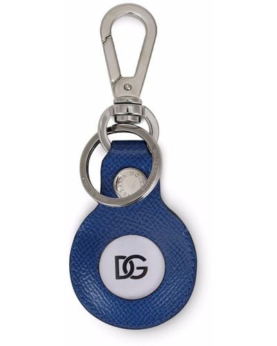 Dolce & Gabbana Logo-print Leather Airtag - Blue