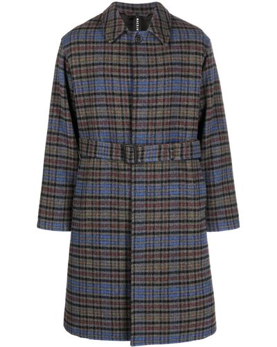 Mackintosh Milan Plaid-check Belted Coat - Grey