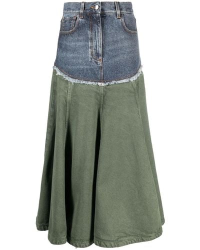 Chloé Panelled Pleated Maxi Skirt - Green