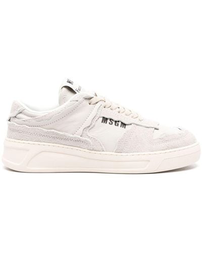 MSGM Fg-1 Panelled Leather Sneakers - Natural