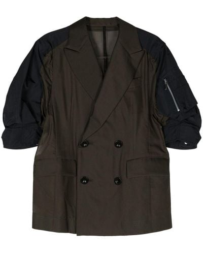 Sacai Panelled Double-breasted Blazer - ブラック