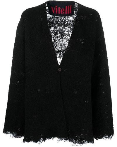 VITELLI Distressed-effect Knit Cardigan - Black