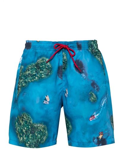 Napapijri Inuvik Graphic-print Swim Shorts - Blue