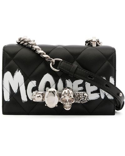 Alexander McQueen Bolso satchel mini con joyas - Negro