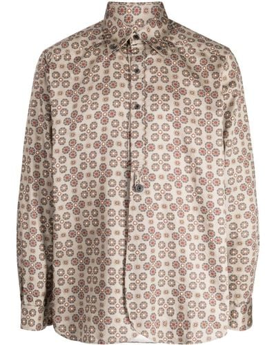 Needles Floral-print Cotton Shirt - Brown