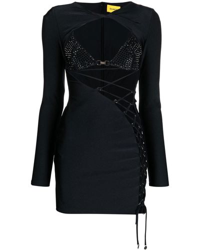Dundas Lace-up Mini Dress - Black