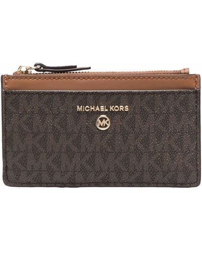 MICHAEL Michael Kors Logo Zipped Card Case - Brown