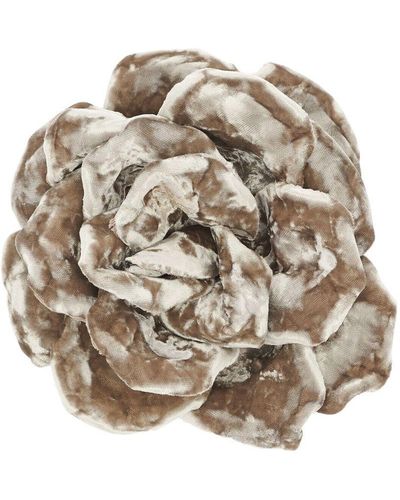 Saint Laurent Rose Velour-silk Brooch - Natural