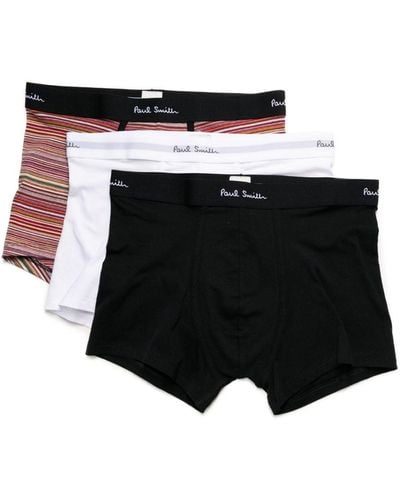 Paul Smith Logo-waistband Briefs (pack Of Three) - Black
