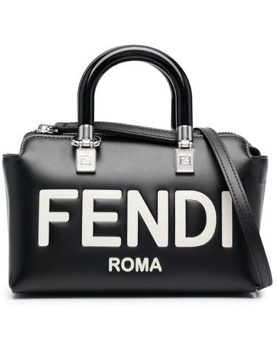 Fendi Logo-debossed Leather Crossbody Bag - Black