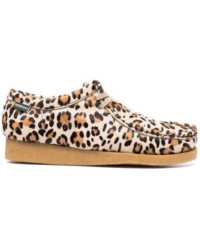 Sebago Leopard-print Square Toe Loafers - Natural