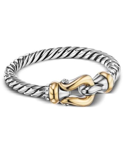David Yurman 18kt Yellow Gold And Sterling Silver Petite Buckle Ring - White