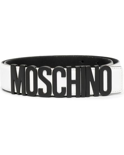 Moschino Logo Plaque Belt - White