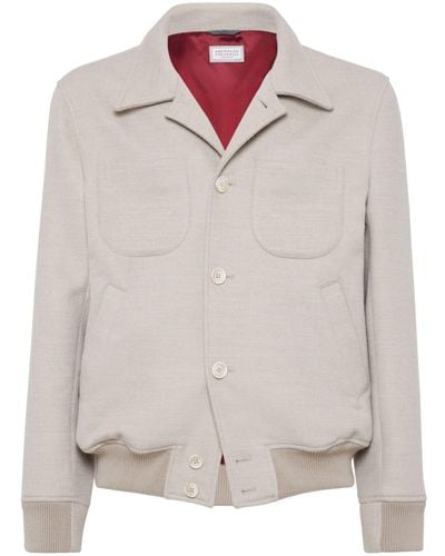 Brunello Cucinelli Long-sleeve Wool Shirt Jacket - White