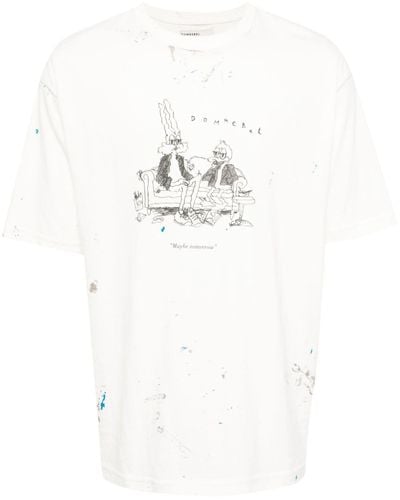 DOMREBEL Scuff Tomorrow T-Shirt mit Cartoon-Print - Weiß