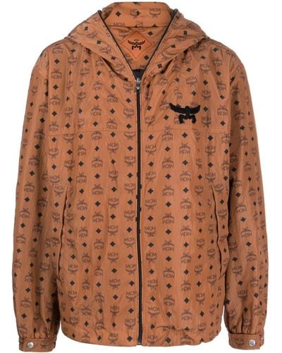 MCM Monogram-print Hooded Jacket - Brown