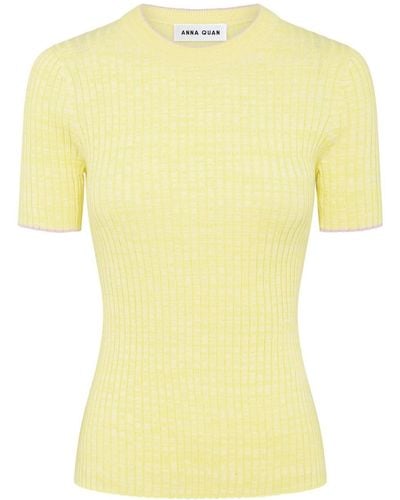 Anna Quan Bebe Ribbed-knit Cotton Top - Yellow