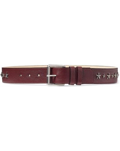 Jimmy Choo Archer Star-stud Leather Belt - Red