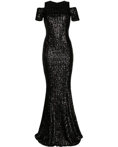 Michael Kors Paillette-embellished Fishtail-train Gown - Black