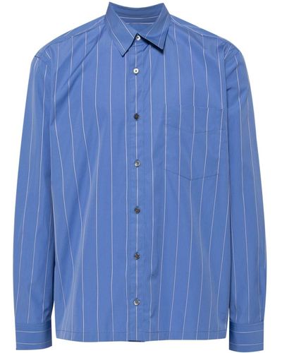 Paul Smith Vetical-stripe Print Cotton Shirt - Blue