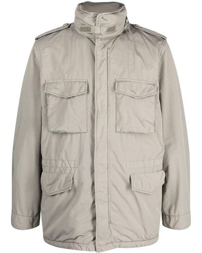 Aspesi Cargo-pocket Hooded Coat - Grey