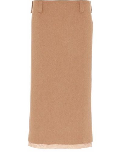 Miu Miu Falda de tubo con pelo - Marrón