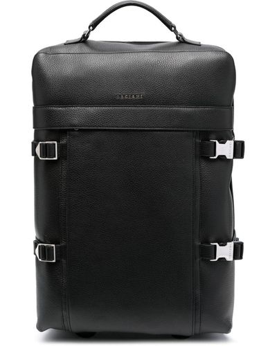 Orciani Koffer aus Leder mit Logo-Patch - Schwarz