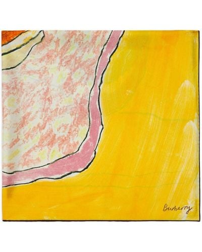 Burberry Snail-print Silk Scarf - Yellow