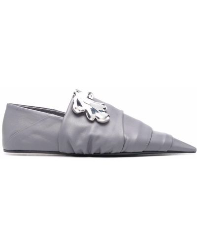 Jil Sander Embellished Pointed Loafers - Grey