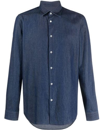 Manuel Ritz Long-sleeve Cotton Shirt - Blue