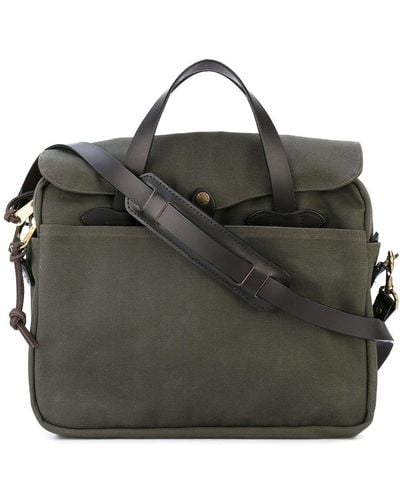 Filson Original Leather-trimmed Twill Briefcase - Green