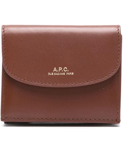 A.P.C. Logo-Stamp Wallet - Brown