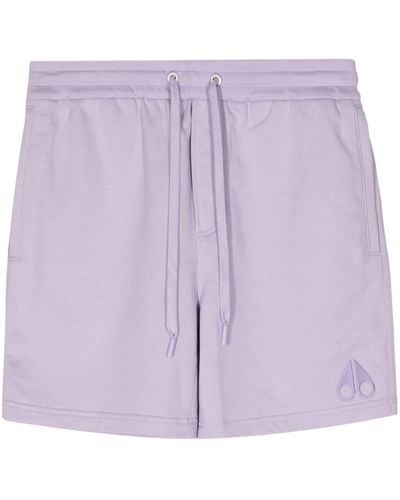 Moose Knuckles Short de sport en coton à logo brodé - Violet