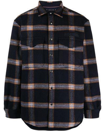 Tommy Hilfiger Brushed-effect Check-pattern Overshirt - Black