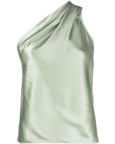 Michelle Mason Asymmetric Halterneck Silk Top - Green