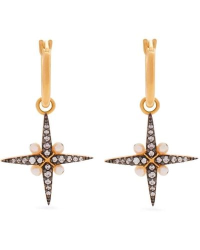Missoma X Harris Reed North Star Pearl Hoop Earrings - Metallic