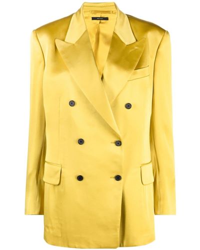 Tom Ford Double-breasted Satin Blazer - Yellow