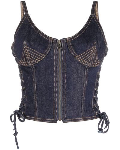 Jean Paul Gaultier Laced Detail Denim Corset Top - Blue