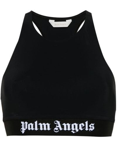 Palm Angels Haut crop à bande logo - Noir