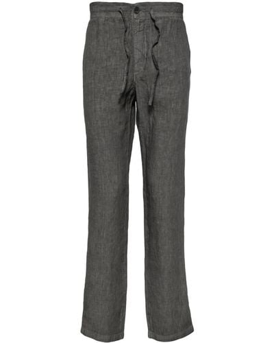 120% Lino Straight-leg Linen Pants - Grey